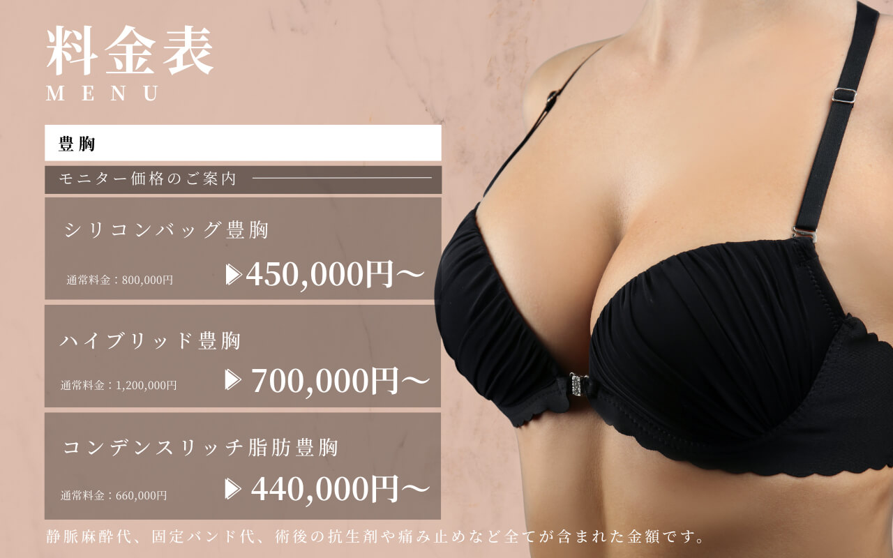 豊胸の料金表